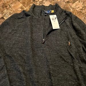 POLO RALPH LAUREN Mens Gray Mock Neck Classic Fit Quarter-Zip sweater SZ XLT